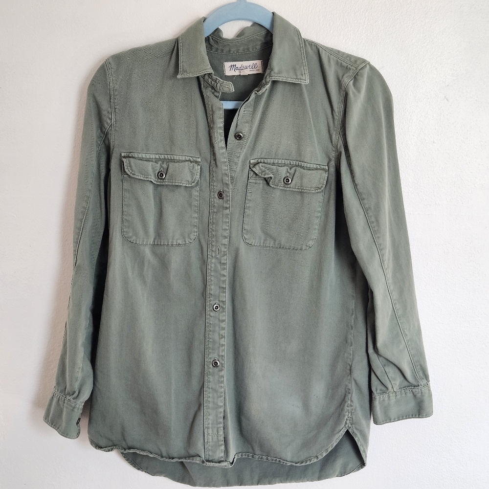 Madewell Olive Green Button-Down Utility Shirt